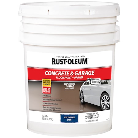 Rust-Oleum Rust-Oleum Concrete and Garage Floor Paint and Primer, Satin Deep Tint Base, 5 Gal 320175